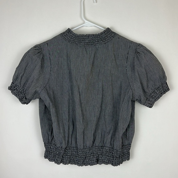 Poetry Clothing Zip-Up Top With Elevated Neck Black Gray Stripes Sz L - Picture 2 of 8